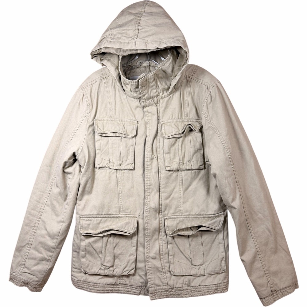 Aéropostale Khaki Hooded Utility Field Jacket Quilted Lined Men's Medium‎